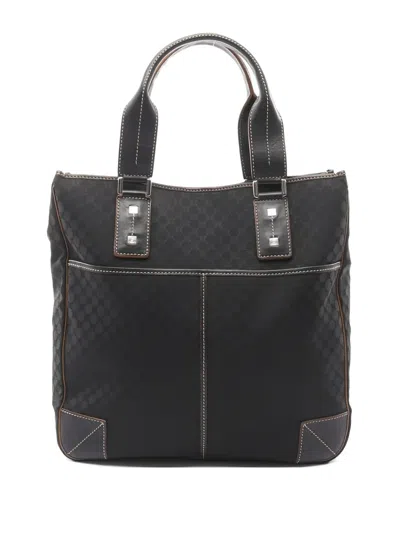 Pre-owned Celine 2000s Macadam Canvas Tote Bag In Black