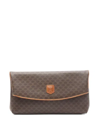 Pre-owned Celine 2000s Macadam Clutch Bag In Brown