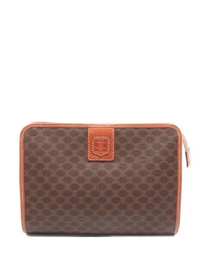 Pre-owned Celine 2000s Macadam Clutch Bag In Brown