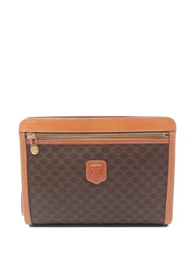 Pre-owned Celine 2000s Macadam Clutch Bag In Brown