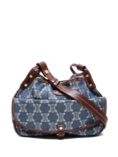 Pre-owned Celine 2000s Macadam Denim Shoulder Bag In Blue