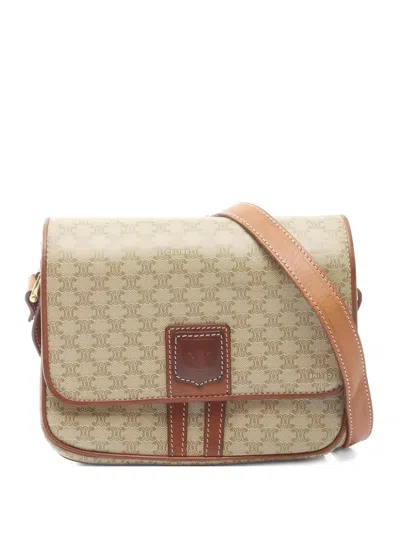Pre-owned Celine 2000s Macadam Flap Crossbody Bag In Neutral