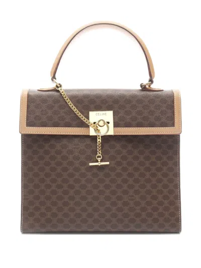 Pre-owned Celine 2000s Macadam Leather Handbag In Brown