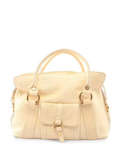 Pre-owned Celine 2000s Macadam Leather Handbag In Neutral