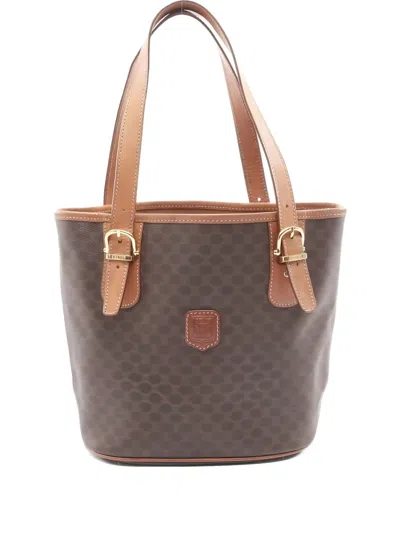 Pre-owned Celine 2000s Macadam Leather Shoulder Bag In Brown