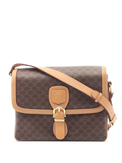 Pre-owned Celine 2000s Macadam Leather Shoulder Bag In Brown