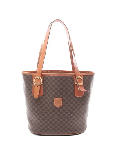 Pre-owned Celine 2000s Macadam Leather Tote Bag In Brown