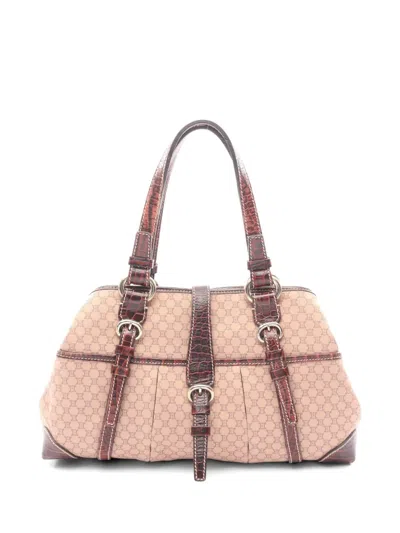Pre-owned Celine 2000s Macadam Leather-trim Handbag In Neutral