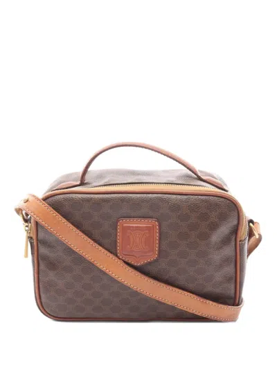 Pre-owned Celine 2000s Macadam-pattern Leather Handbag In Brown