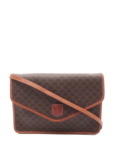 Pre-owned Celine 2000s Macadam Pattern Shoulder Bag In Brown