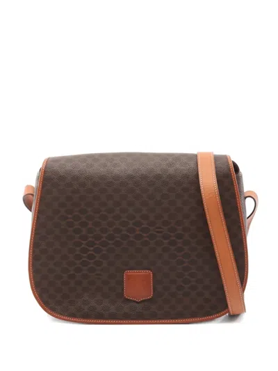 Pre-owned Celine 2000s Macadam-pattern Shoulder Bag In Brown
