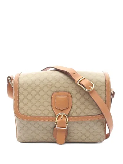 Pre-owned Celine 2000s Macadam-pattern Shoulder Bag In Neutral