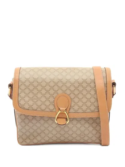 Pre-owned Celine 2000s Macadam-pattern Shoulder Bag In Neutral