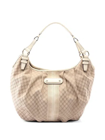 Pre-owned Celine 2000s Macadam Shoulder Bag In Neutral