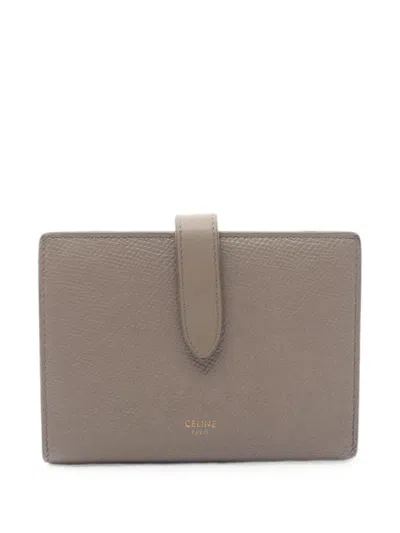 Pre-owned Celine 2000s Medium Strap Bi-fold Wallet In Grey