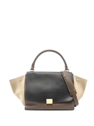Pre-owned Celine 2000s Medium Trapeze Leather Handbag In Brown