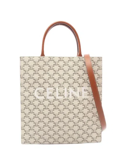 Pre-owned Celine 2000s Medium Vertical Hippopotamus Triomphe Tote Bag In Neutrals