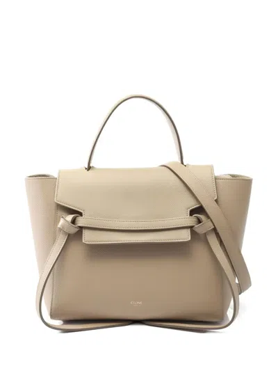 Pre-owned Celine 2000s Micro Belt Leather Tote Bag In Neutral