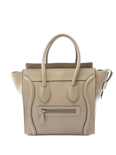 Pre-owned Celine 2000s Micro Luggage Leather Tote Bag In Neutral