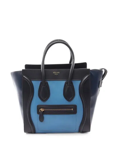 Pre-owned Celine 2000s Micro Luggage Tote Bag In Blue