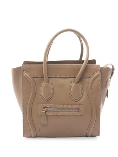 Pre-owned Celine 2000s Micro Luggage Tote Bag In Brown