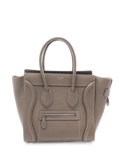 Pre-owned Celine 2000s Micro Luggage Tote Bag In Gray