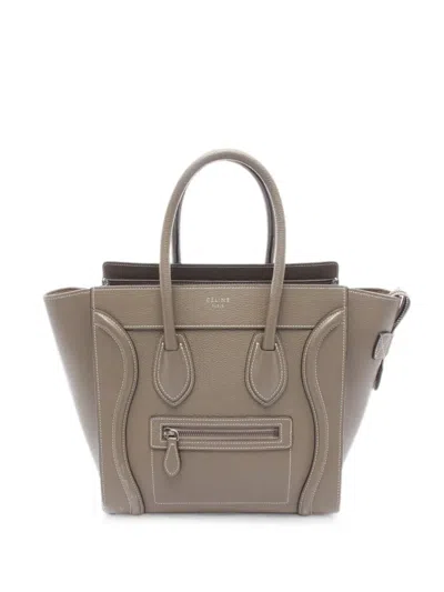 Pre-owned Celine 2000s Micro Luggage Tote Bag In Grey