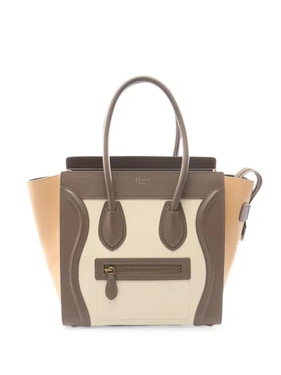 Pre-owned Celine 2000s Micro Luggage Tote Bag In Neutrals