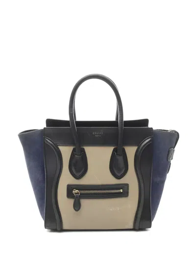 Pre-owned Celine 00s Micro Shopper Leather Tote Bag In Neutral