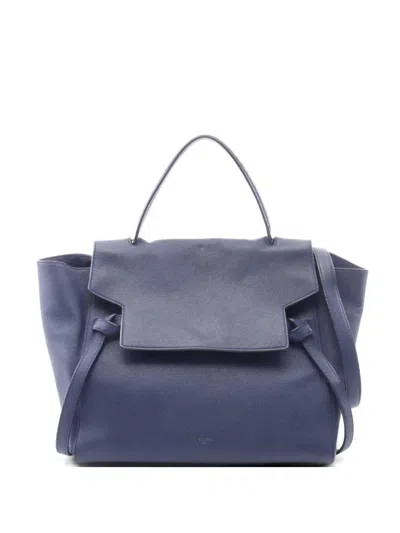 Pre-owned Celine 2000s Mini Belt Leather Tote Bag In Blue