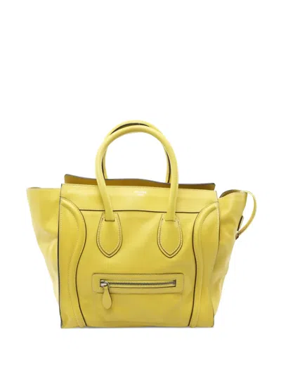 Pre-owned Celine 2000s Mini Shopper Leather Tote Bag In Yellow