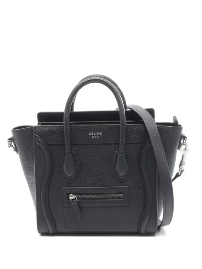 Pre-owned Celine 2000s Nano Leather Tote Bag In Black