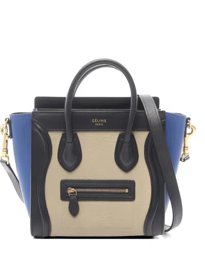 Pre-owned Celine 2000s Nano Luggage Leather Tote Bag In Neutral