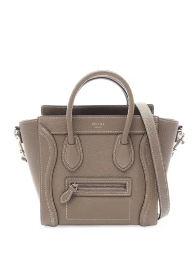 Celine 2000s Nano Luggage Tote Bag In Brown
