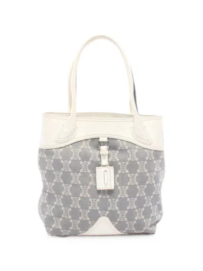 Pre-owned Celine 2000s Paris Macadam Tote Bag In Blue