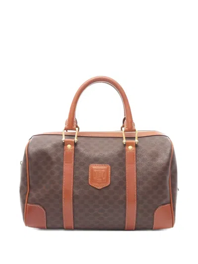 Pre-owned Celine 2000s Pattern Mini Boston Bag In Brown