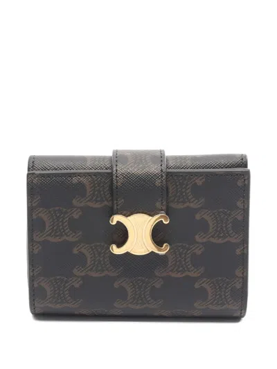 Pre-owned Celine 2000s Patterned-canvas Trifold Wallet In Black