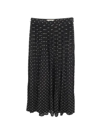 Pre-owned Celine 2000s Polka Dot Flared Skirt In Black