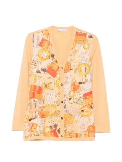 Pre-owned Celine 2000s Postcard-print Sweater In Orange