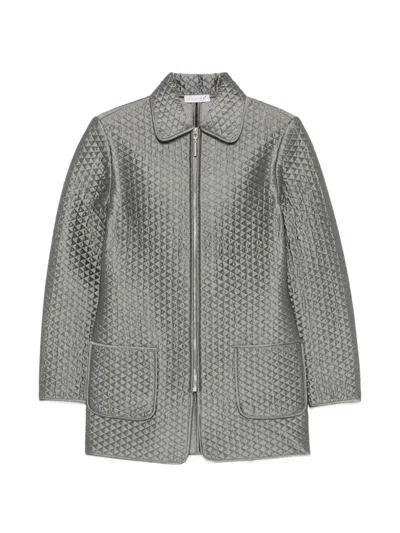 Pre-owned Celine 2000s Quilted Zip-fastening Jacket In Grey