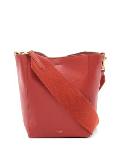 Pre-owned Celine 2000s Small Sangle Leather Shoulder Bag In Red