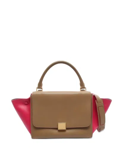 Pre-owned Celine 2000s Small Trapeze Leather Tote Bag In Neutral