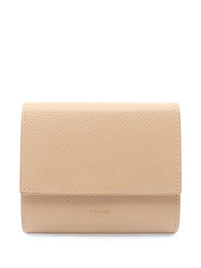Pre-owned Celine 2000s Small Trifold Leather Wallet In Neutrals