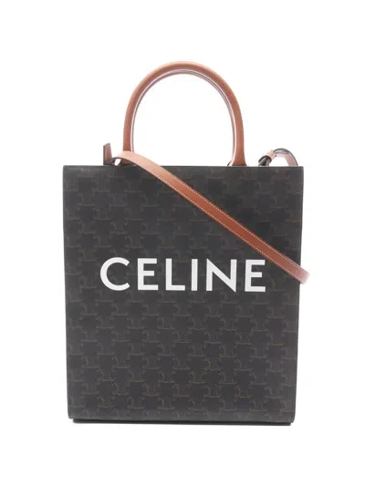 Pre-owned Celine 2000s Small Vertical Cabas Triomphe Tote Bag In Brown