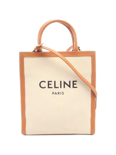 Pre-owned Celine 2000s Small Vertical Cabas Two-way Tote Bag In Neutrals
