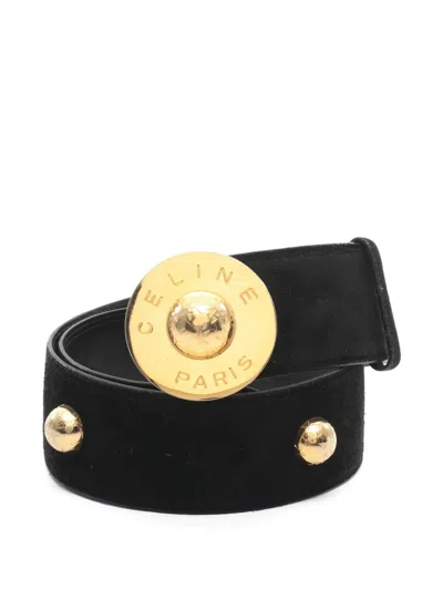 Pre-owned Celine 2000s Star Ball Suede Belt In Black