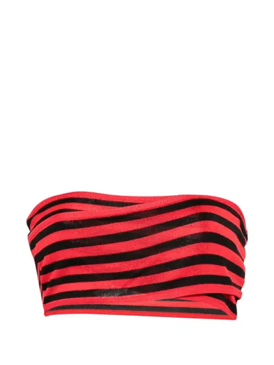 Pre-owned Celine 2000s Striped Crop Top In Red