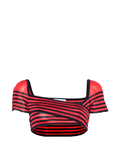 Pre-owned Celine 2000s Striped Crop Top In Red