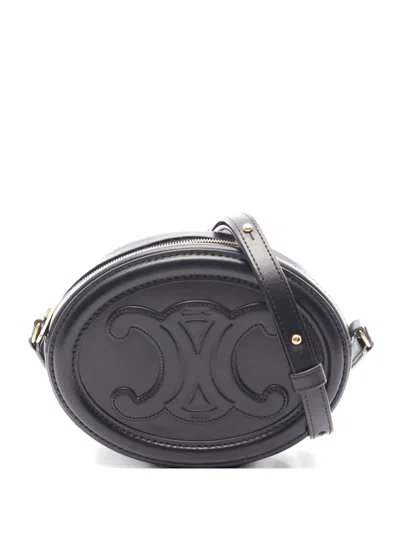 Pre-owned Celine 2000s Triomphe Oval Mini Bag In Black