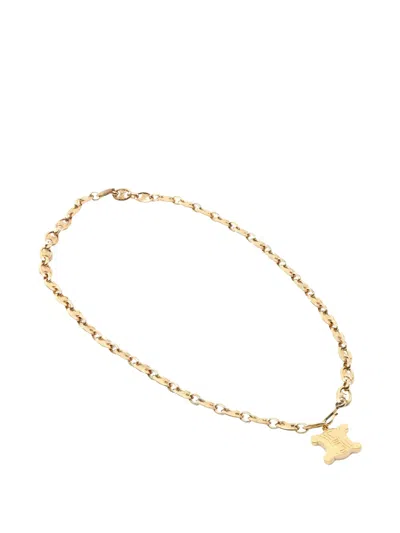 Pre-owned Celine 2000s Triomphe-pendant Belt In Gold